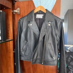 Alexander Wang Black Pebbled Leather Moto Jacket